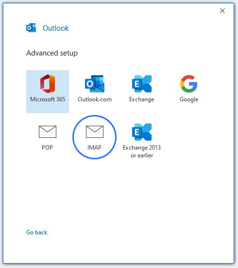 cpanel email setup for outlook 7